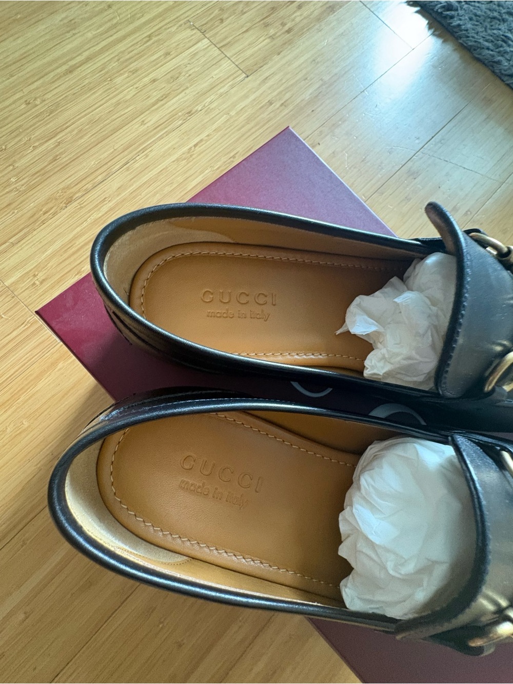 ✨ BNIB Authentic Gucci Men's Jordaan Black Leather Loafers 9+ US 10.5 ✨ - Picture 6 of 9